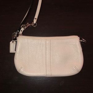 White Leather Coach Wristlet